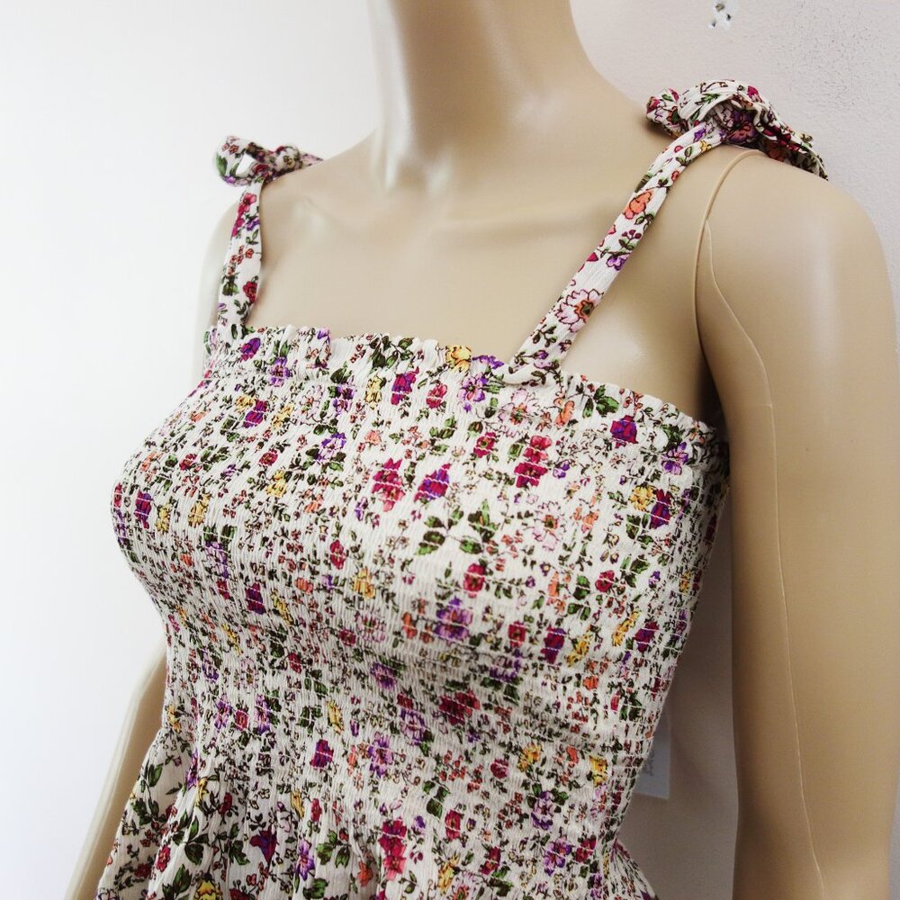 Patrons of Peace Cream Floral Babydoll Tank with Shoulder Tie (S) NWT! - Picture 3 of 8